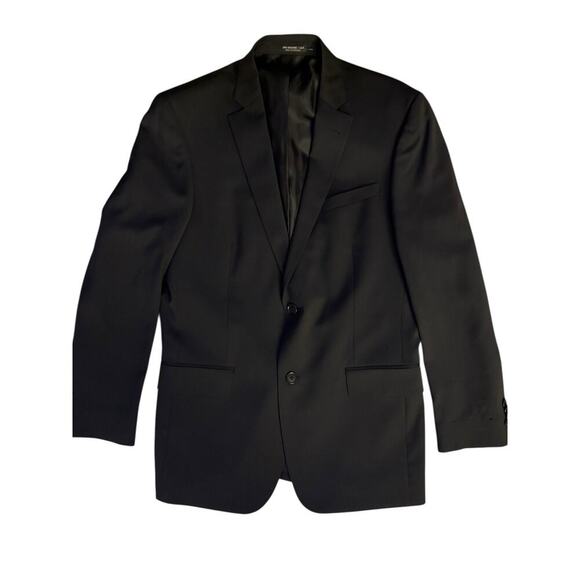JOHN VARVATOS * U.S.A. Size 40 R Black Solid Wool Peak Lapel Sport Coat - Picture 1 of 10